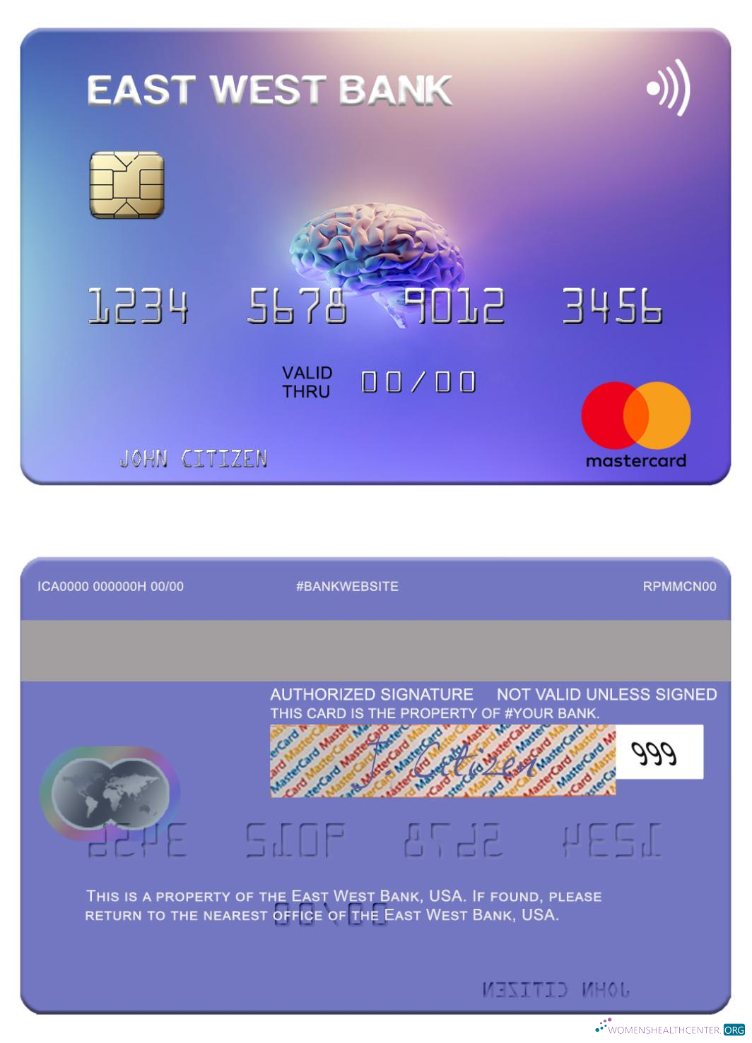 Download USA East West Bank mastercard Photoshop template